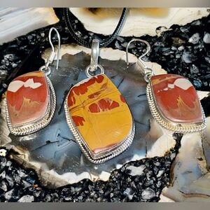 Australian Noreena Jasper Pendant & Earrings Set
